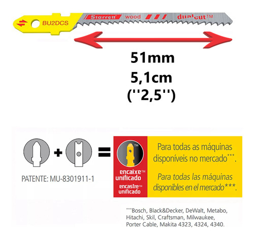 Kit 15 Serra Tico-tico Dualcut Corte Mdf Starret 50mm Bu2dcs