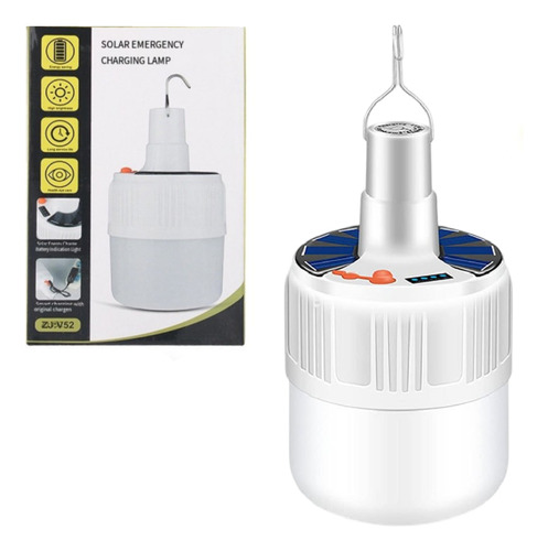Foco Lampara Recargable Con Panel Solar Luz Led Portatil