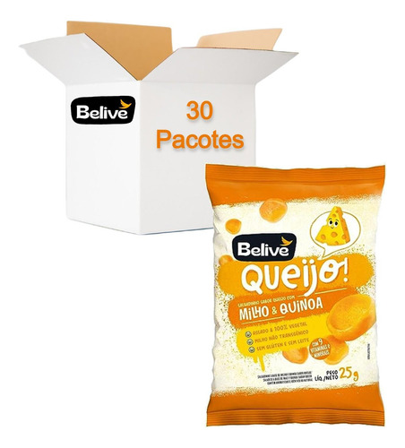 Salgadinho Belive Sabor Queijo 25g (30 Pacotes)