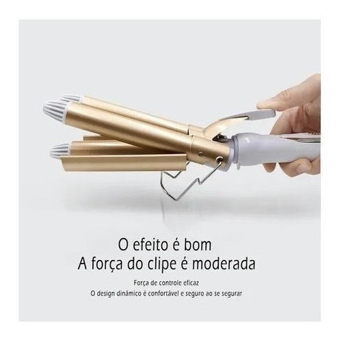 Imagen 8 de 9 de Rizador Pelo Ondulado Tres Ondas De Cerámica De Hierro Plano