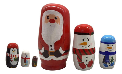 5 Muñecas Matrioska Navideñas Tradicionales Coleccionables