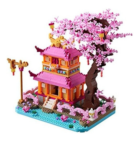Yujns Sakura Tree House Building Micro Blocks