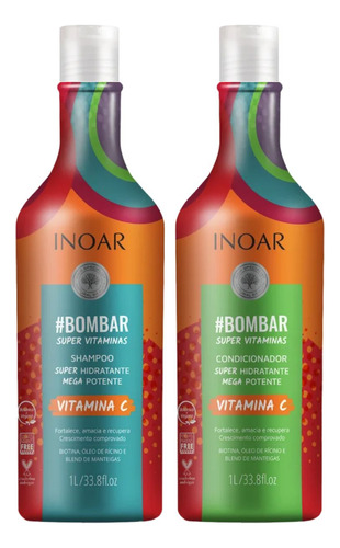 Kit Inoar Bombar Vitamina C Shampoo E Condicionador 2x1l