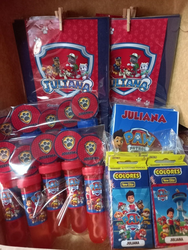 Bolsita Personalizada Paw Patrol +burbujero Librito Lápices