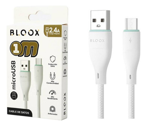 Cable Usb A A Micro Usb Bloox 1m Dimm Color Blanco