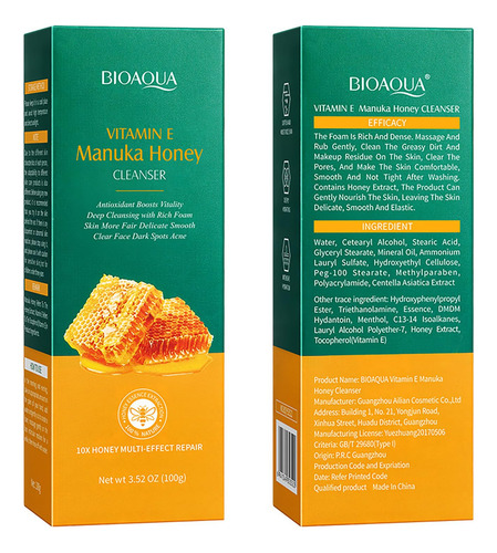 Limpiador Facial Bioaqua Con Miel De Manuka Y Vitamina E, 10