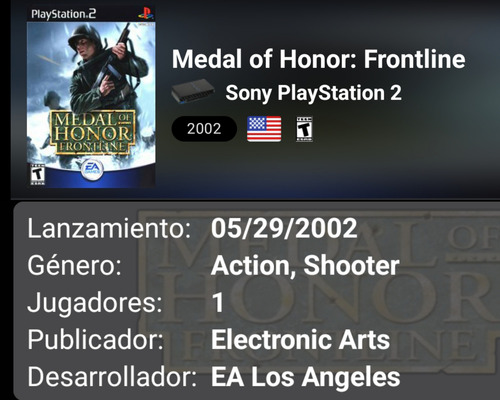 Medal Of Honor Frontline - Ea Games - Ps2 (Usado)