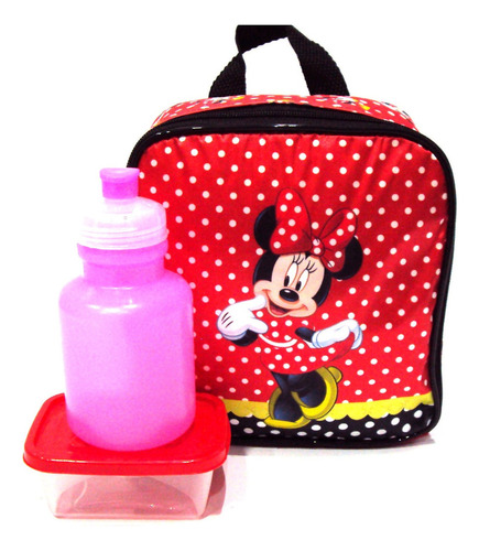 Lancheira Térmica Minnie Mouse Vermelha Com Potinhos G Cor Vermelho Minnie Disney