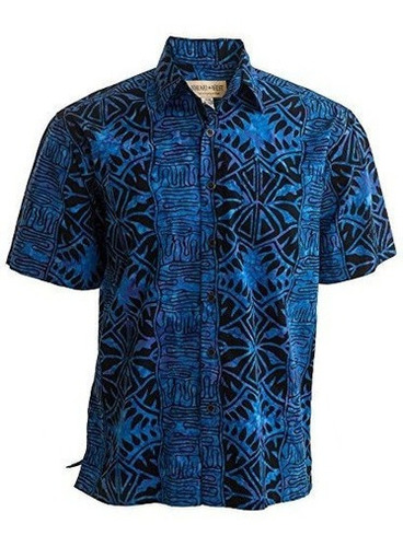 Camisa De Batik Hawaiana Tropical Del Bosque Geometrico Del 