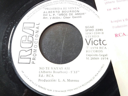 Vinilo Single De Alberto Bourbon Con Autografo ( V -90 (Usado)