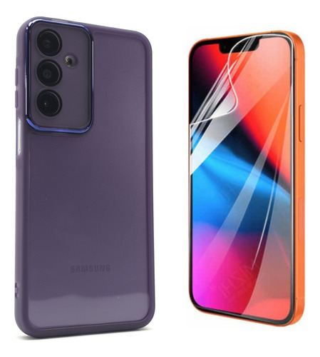 Funda + Mica Para Samsung A16 Case Protector Carcasa Rudo Balloon Cromo - Violeta Samsung A16