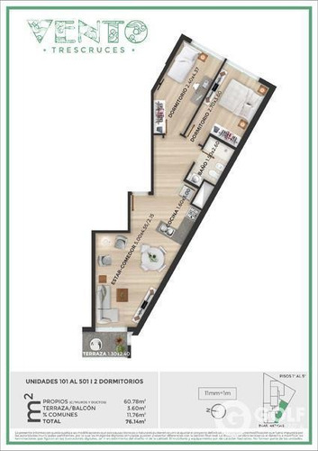 Imagen 12 de 26 de Vendo Apartamento 2 Dormitorios A Estrenar, Tres Cruces