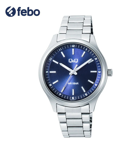 Reloj Q&q Acero Inoxidable Esfera Azul Q49b001py
