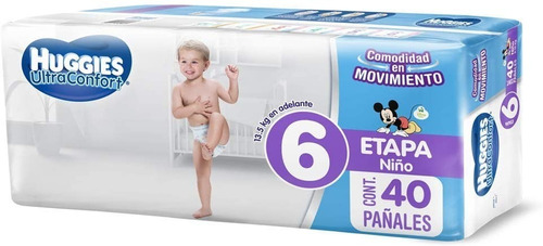 Pañales Huggies Ultraconfort Etapa 6 Niños 40pz