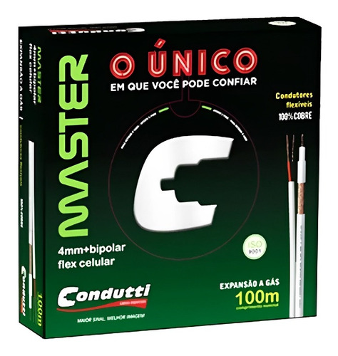 Cabo Coaxial Condutti Master 4mm+bipolar 100m Cftv          