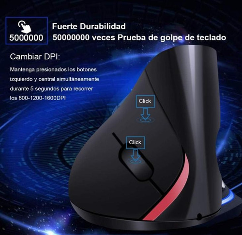 Ratón Vertical Ergonómico Inalámbrico De 2,4 G, Recargable,