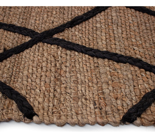 Tapete Decorativo Yute Dib Hessian 190x280 Cm Modelo Lines Ancho 190 Cm Color Marrón Claro Diseño De La Tela Lines Black Largo 280 Cm