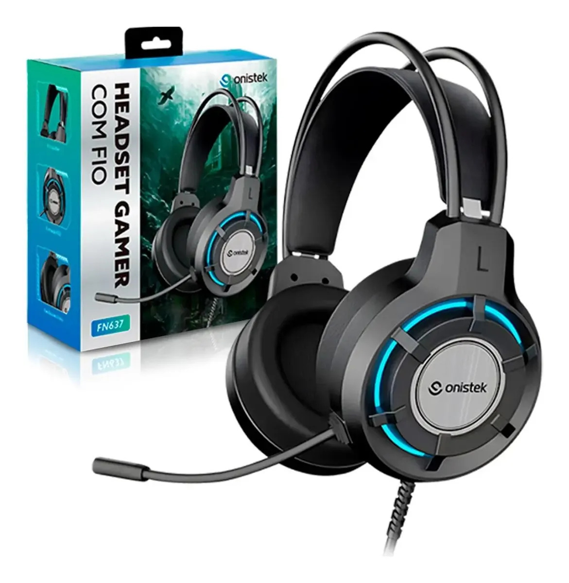 Fone Headset Gamer Led Compativel C/ Xbox One Ps4 Usb Cel Pc Preto
