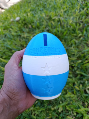 Porta Golosinas + Alcancia Huevo Pelota River Boca Pascuas Messi Celeste