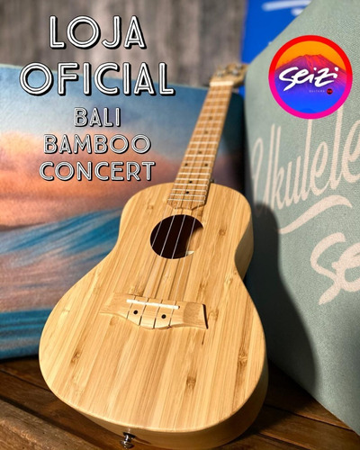 Imagem 1 de 9 de Ukulele Seizi Bali Concert Elétrico Solid Bamboo