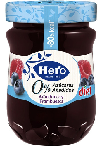 Mermelada Hero Diet Arandanos Frambuesa Sin Azucares 280 G