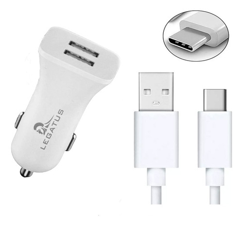 Cargador De Auto Doble Cable Desmontable Usb C Carga Rapida