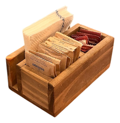 Servilletero De Madera Rectangular Premium Cafetería Bar X10 Marrón