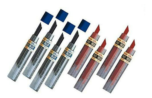 Pentel Plomo Recargas De 0,5 Mm Rojo (4pcs.) + Azul (4pcs.),