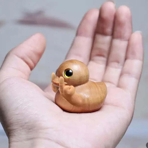 Divertido Pato De Dedo Medio Hecho A Mano De Madera