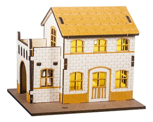 3 Casa En Miniatura Iluminada, 9,8 Cm X 7,5 Cm X 9,3 Cm
