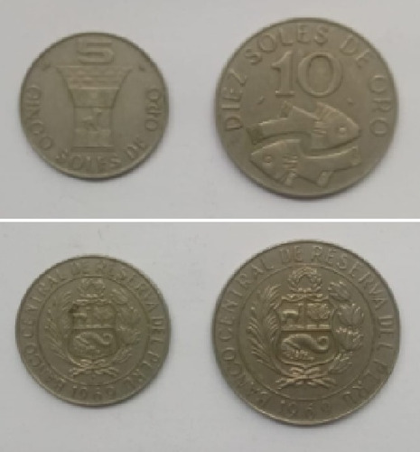Antigua Moneda De 5 Y 10 Soles De Oro Año 1969