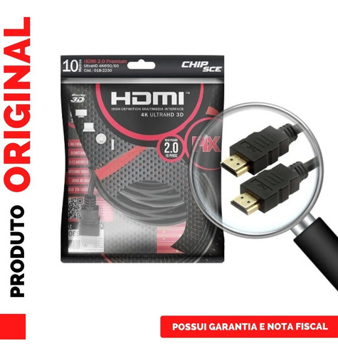 Cabo Hdmi  2.0 4k 3d Ultrahd 19 Pinos Chip 10m 018-2230