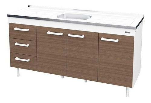 Bajo Mesada 1,60 Mts Mueble De Cocina Sin Bacha Color Blanco
