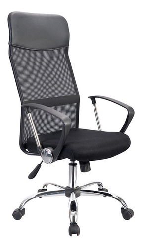 Imagen 1 de 3 de Silla de escritorio Econosillas Economalla ergonómica negra con tapizado de mesh y tela microespacial