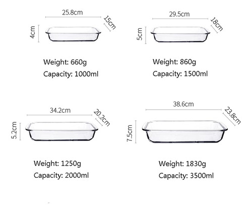 Bandeja Para Hornear Plato Vidrio Transparente Horno Apta 1