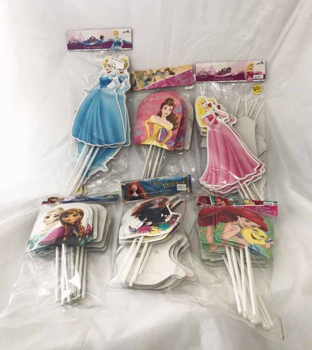 Toppers Decoracion Princesas Varias Fiesta Centro Mesa 3paq