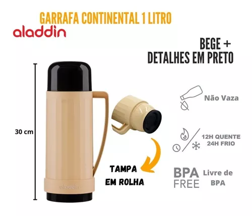 Garrafa Térmica Para Café Agua Suco Aladdin Platinun Inox 1 Litro Pressão 2  Unidades Original