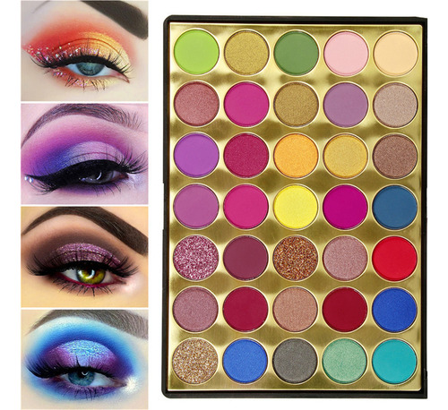 Sombra De Ojos Con Fluorescencia Nacarada, 35 Colores, Lumin