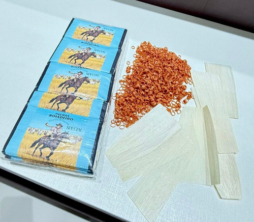 Palhas Boiadeiro 6 Pacotes + 200 Anilhas /300g Fumo De Corda Premium