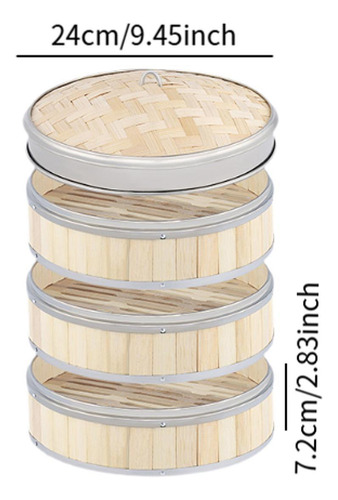 Cesta De Bambú Para Cocinar Al , Vaporera Para 24 Cm