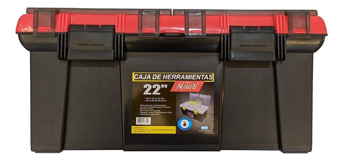 Caja De Pesca Mauri Herramientas 22 Color Negro Con Rojo