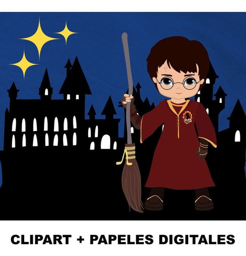 Kit Digital Cliparts + Papeles Digitales Harry Potter