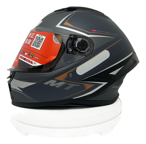 Capacete Fechado Mt Stinger 2 Sr C2 Cinza Fosco Exclusivo