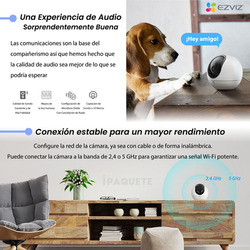 Cámara Seguridad Ezviz Ip Wifi Ai Domo 360 Interior 2k+128gb
