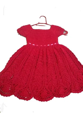 vestido crochê infantil algodão 1 a 2 anos