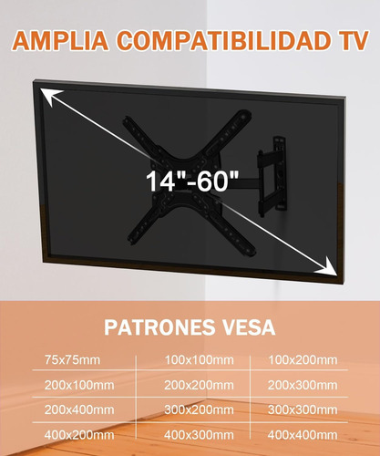 Soporte De Pared Para Pantalla Tv/monitor De 14 A 60 Negro