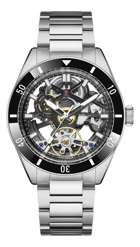 Reloj De Pulsera Minber Hombre M9167g-2-1 Automático Correa Silver/black