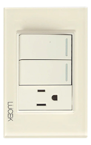 Placa Color Hueso, 2 Interruptores - Contacto Lucek B60581