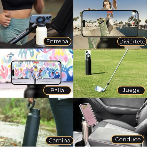 Termo Botella Agua Térmica Inox + Soporte Para Celular Ringo