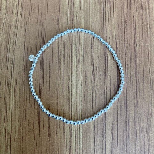 Imagen 4 de 10 de Pulsera De Plata 925 Bolitas De 2.5mm Elástico Mujer Agálea